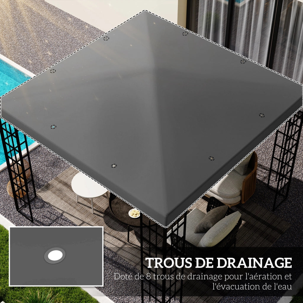 Telo di ricambio per gazebo 3x3m ¨C Xylo ¨C grigio scuro con protezione solare UPF30+