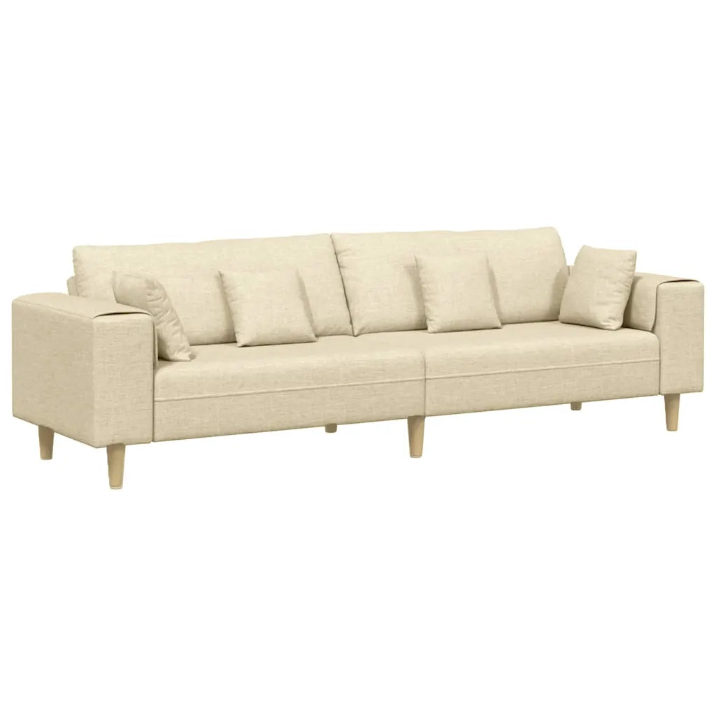 Divano con cuscino Crema 250 x 77 x 76 cm Tessuto 3335149