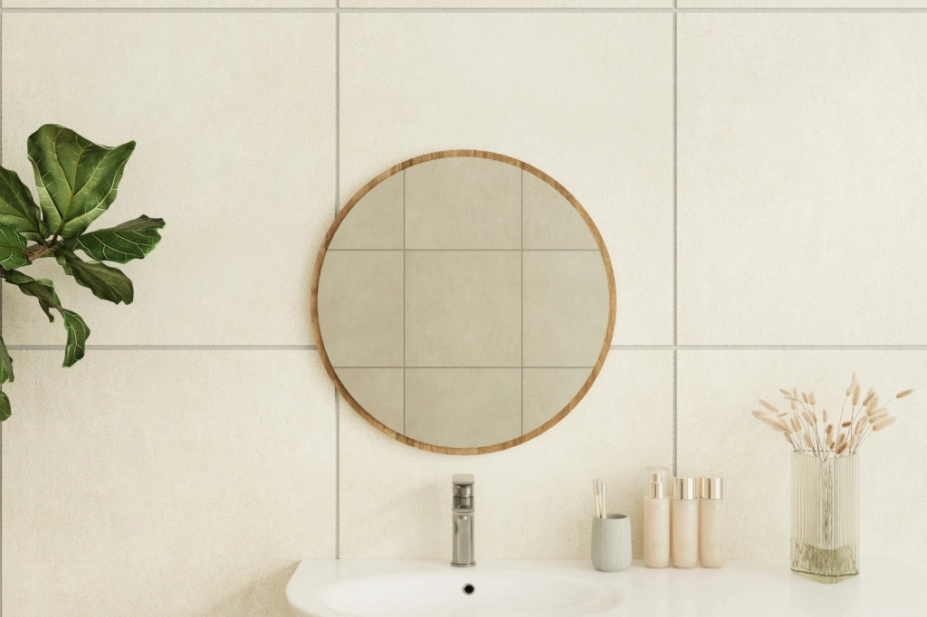 Plati, Specchio Forma Rotondo, 60x60h cm Marrone Noce