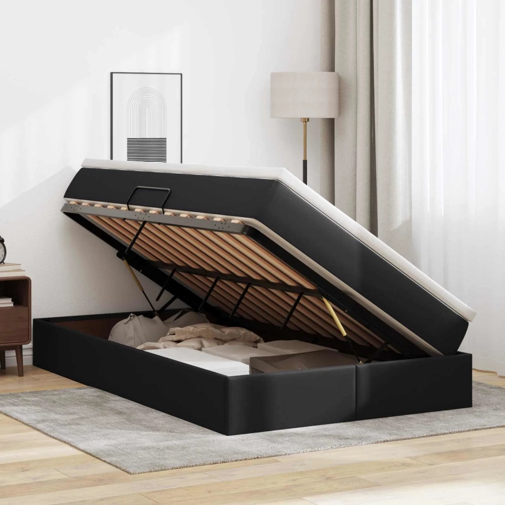 Letto con contenitore e materasso Nero 120 x 190 cm 3370154