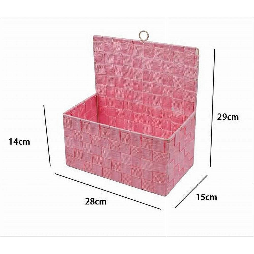 Trade Shop - Cestino Porta Oggetti Cesto In Tessuto Rosa Organizer Multiuso Per Casa 79095 -
