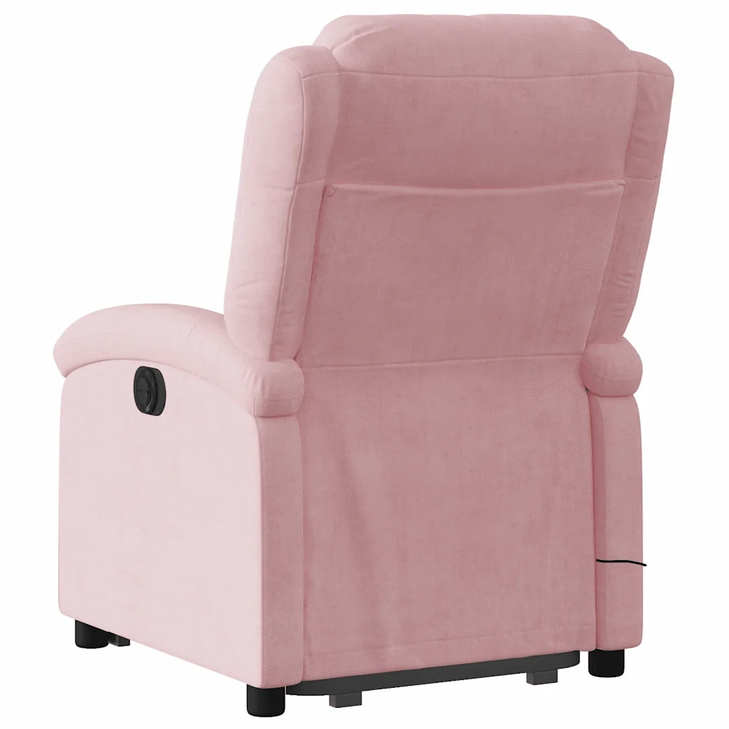 Poltrona Alzapersona Reclinabile Rosa in Velluto 3204315