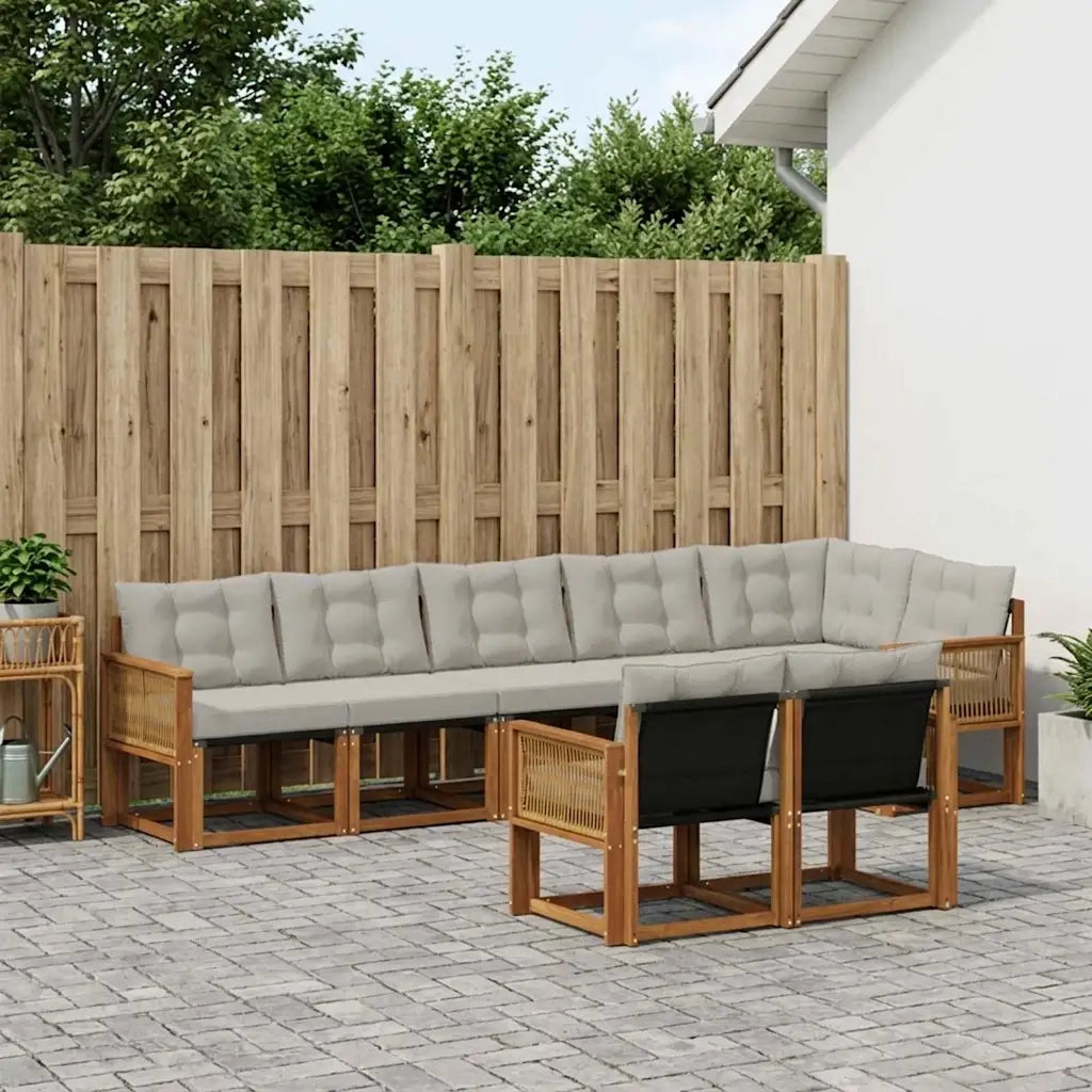 Set di divani da esterno 8 pcs Naturale e Grigio Chiaro 3382035