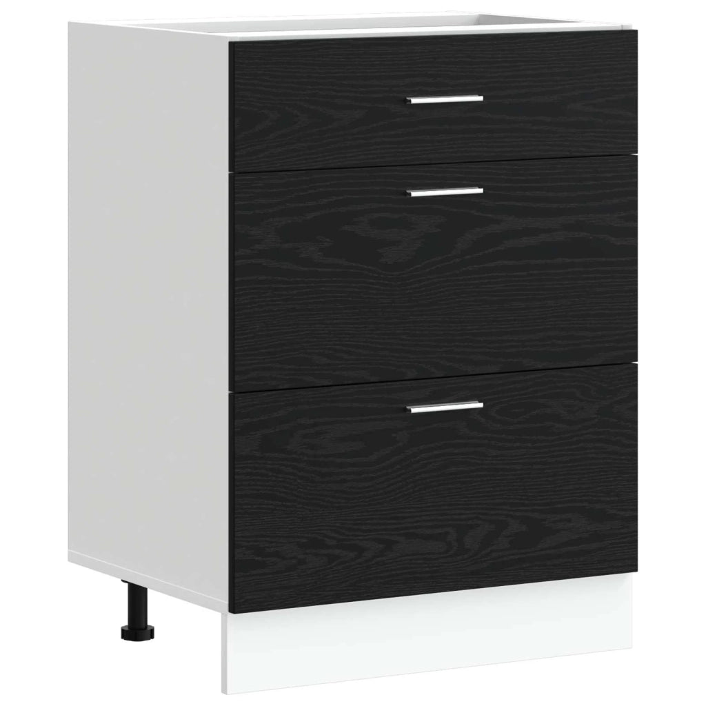 Base per Cucina Rovere Nero 60 x 46 x 81,5 cm Legno multistrato 876694