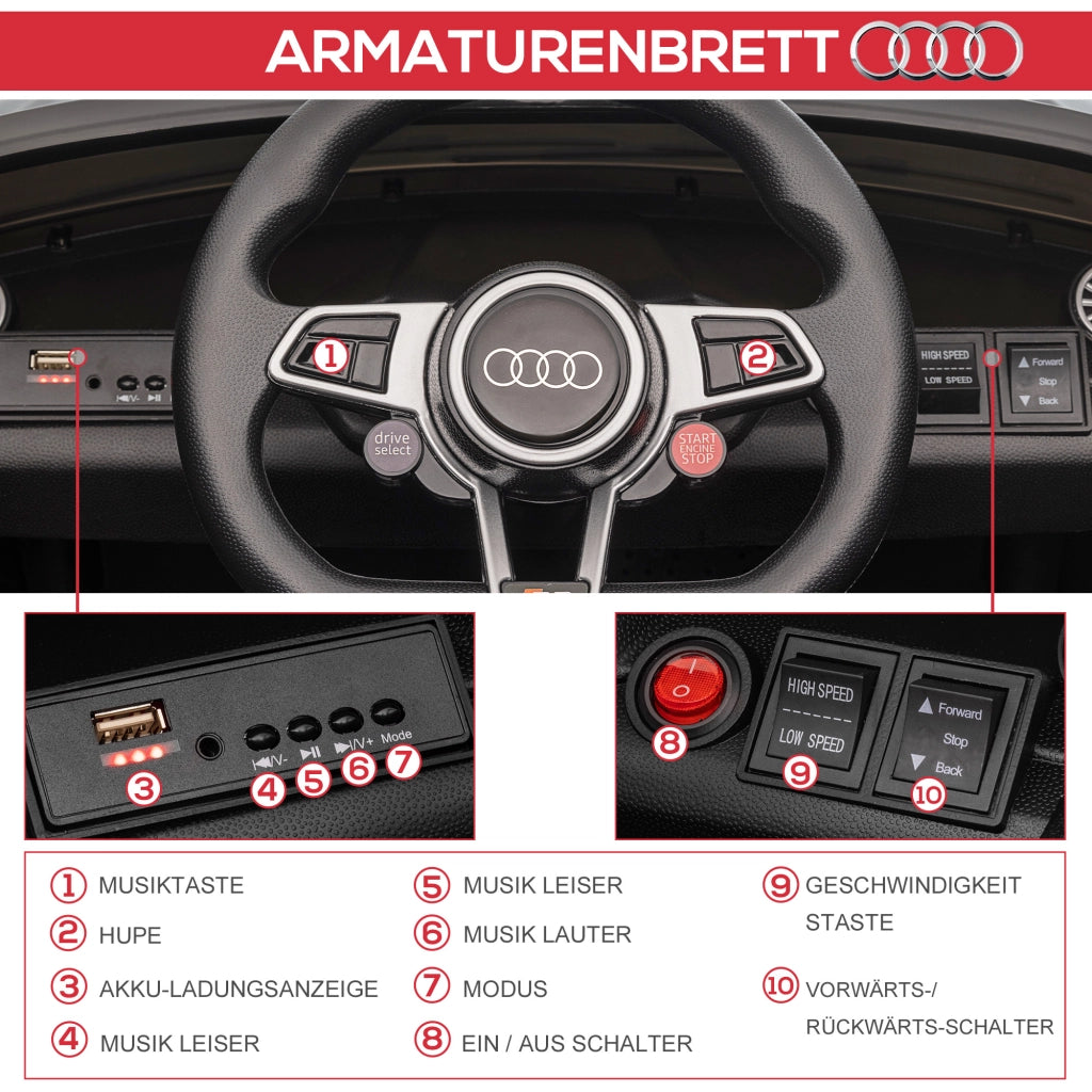 Auto Bambini Audi TT RS Roadster ¨C Minimal ¨C Nero LED Telecomando