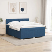 Letto con Box Spring, Materasso e LED Blu 160 x 200 cm Tessuto 3451993