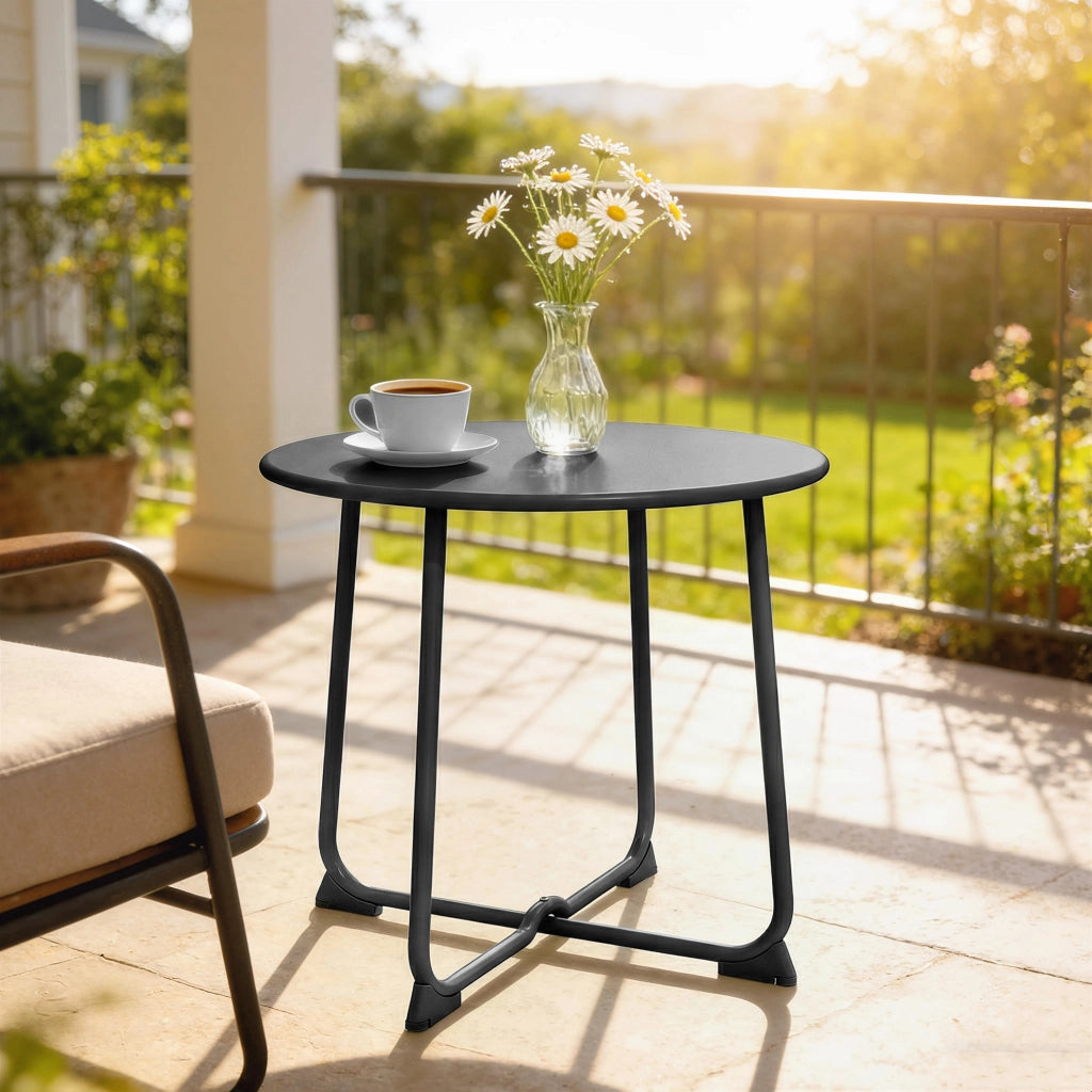 Tavolino da caff¨¨ rotondo ¨C Minimal ¨C metallo nero 50 cm