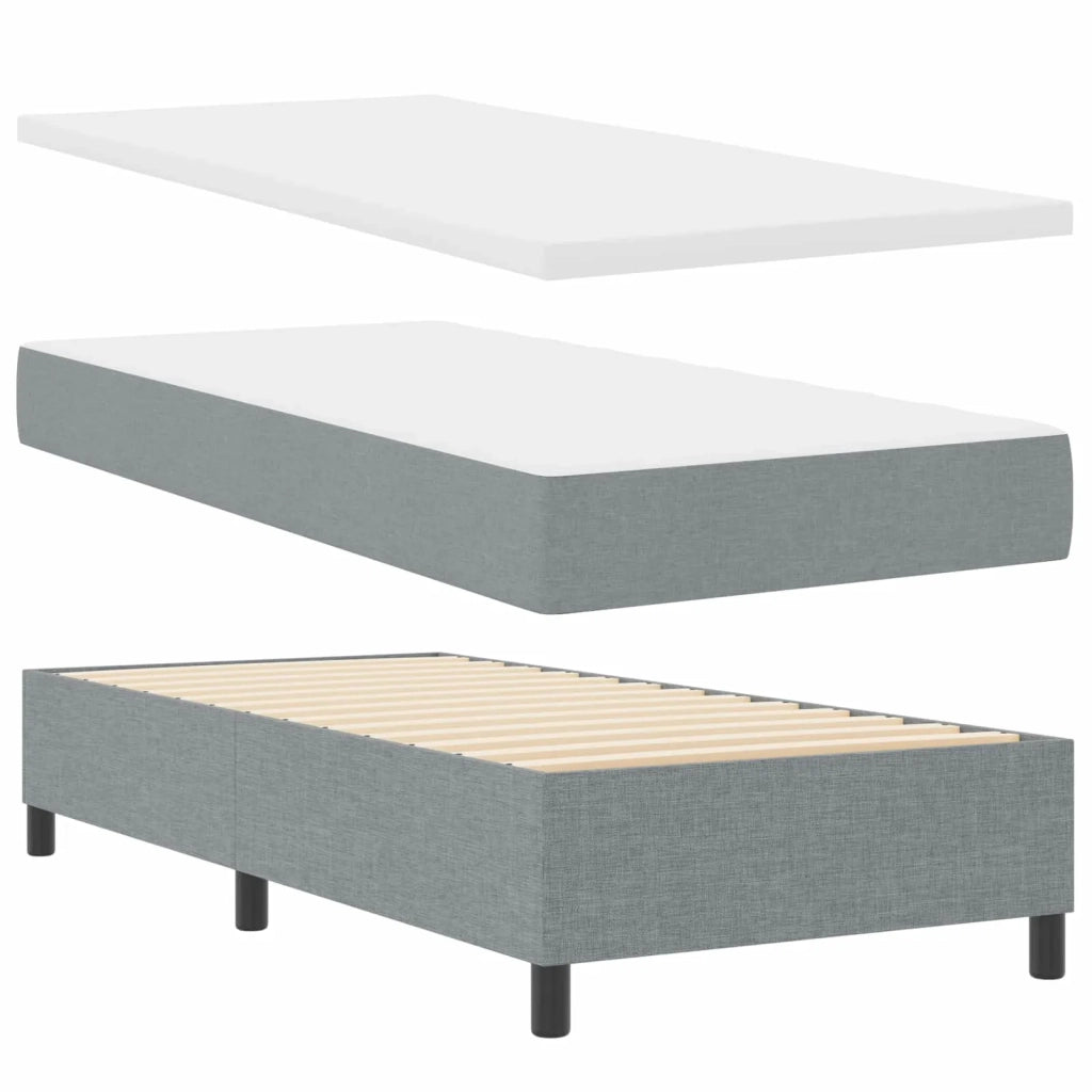 Letto a molle con materasso Grigio chiaro 90 x 190 cm Tessuto