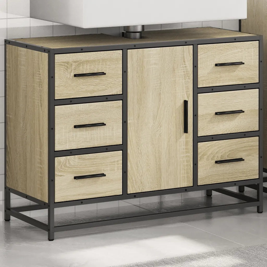 Mobile Lavabo Bagno-Armadietto da bagno Rovere Sonoma 60x30x60 cm Legno Multistrato 574425