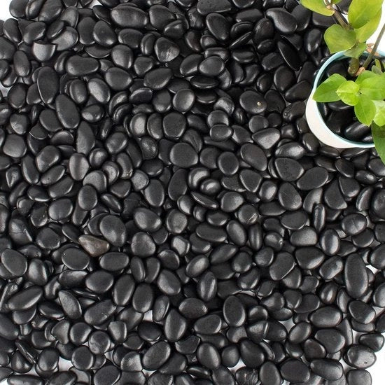 Pietre di calce naturale lucidate in nero per giardino roccioso e decorazione - 10-20 mm, 1 kg