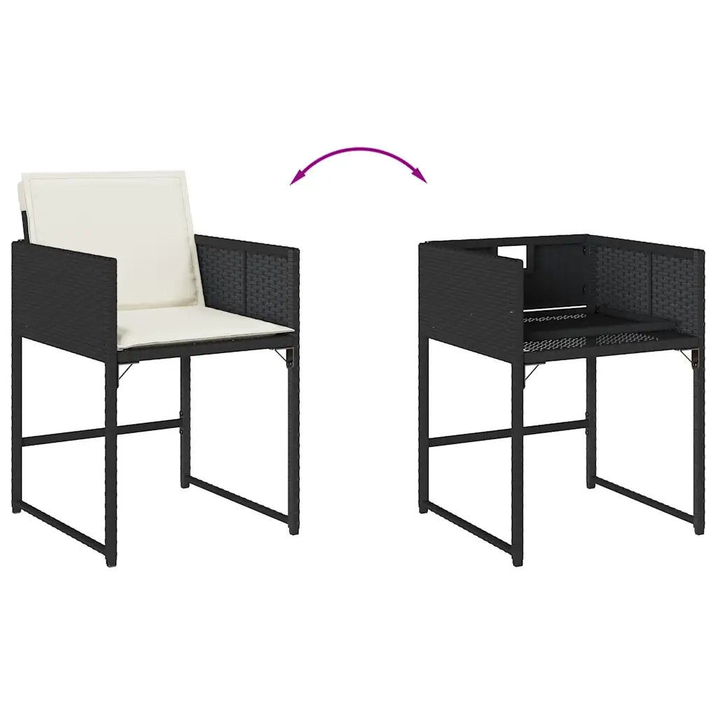 Set da Pranzo da Giardino 11 pz con Cuscini in Polyrattan Nero 3278153
