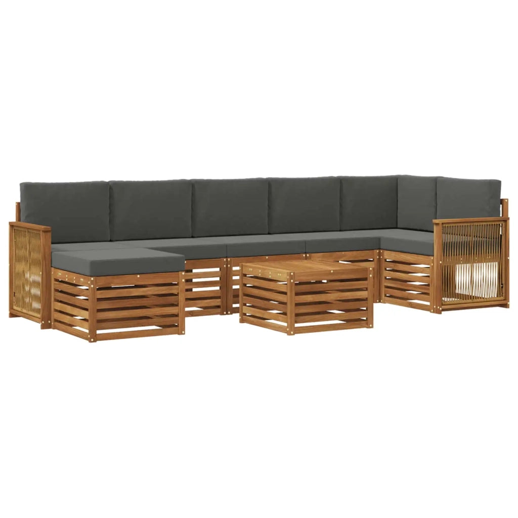 Set di divani da esterno con cuscino 7 pcs Naturale e Antracite 3384658