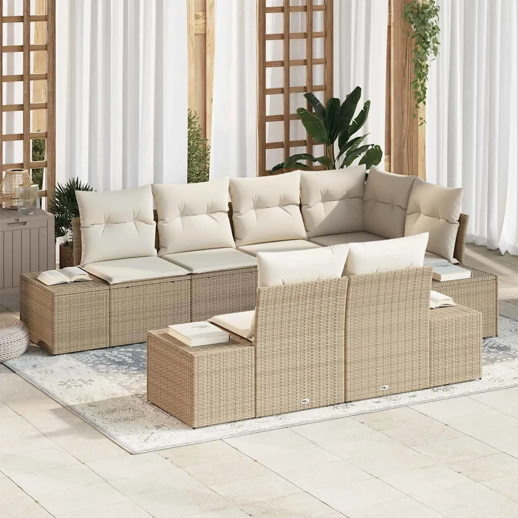 Set Divano da Giardino 7 pcs Beige e Crema polyrattan 3355770