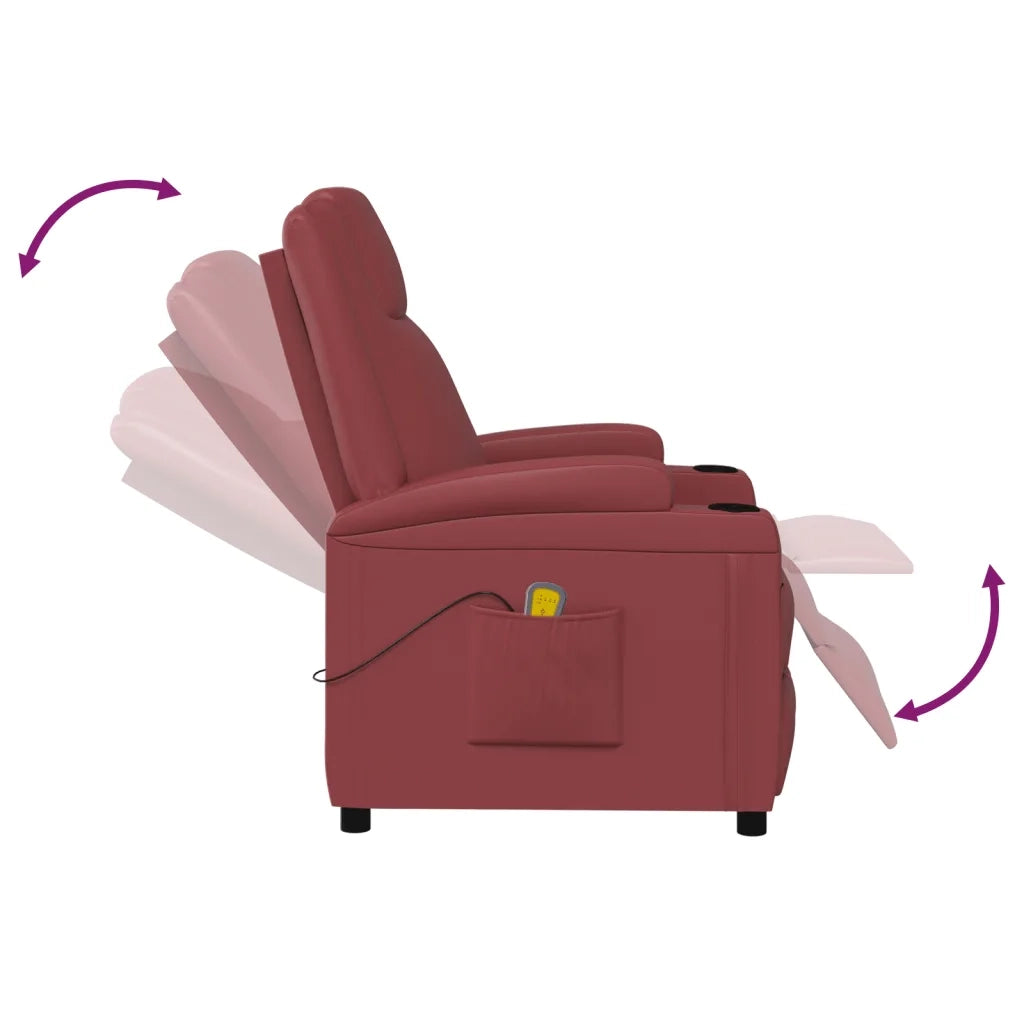 Poltrona Massaggiante | Sedia Relax Rosso Vino in Similpelle
