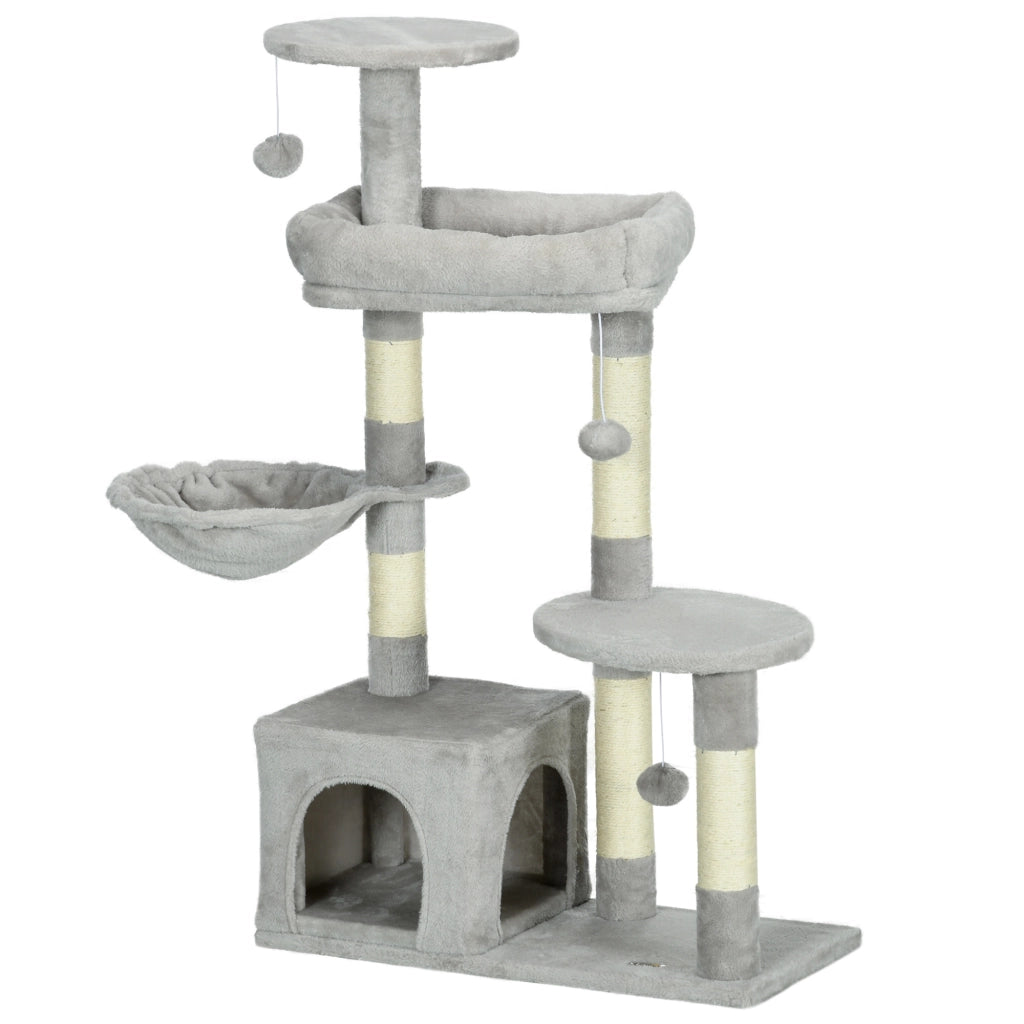 Albero per Gatti con Piattaforme e Cuscino ¨C Minimal ¨C Grigio 60x40x104 cm