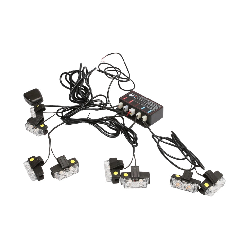 Set di 8 luci stroboscopiche con 2 LED, luce gialla 12V Breckner Germany