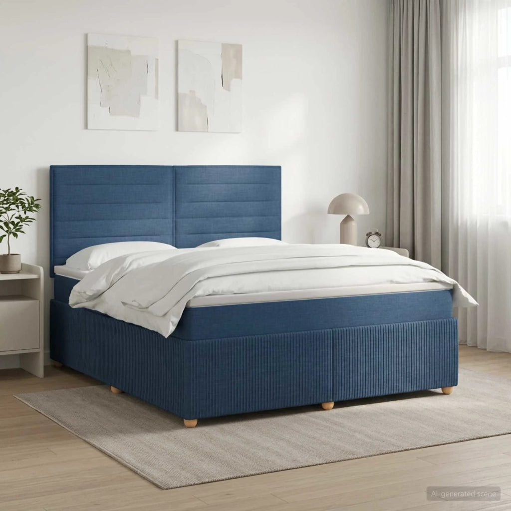 Letto box spring con materasso Blu 180 x 200 cm Tessuto 3454451