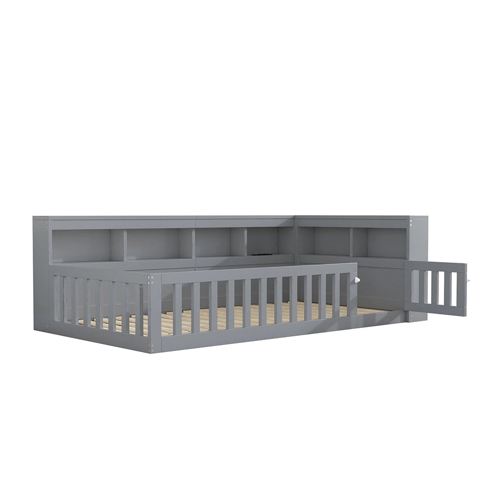 Daybed - Xylo - 90x200 cm USB balaustra grigio