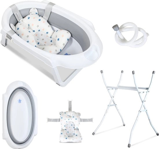 Culla Opvoucabile - Culla con Standar - Culla per Bambini - Opvoucabile con Cuscino - Incluso Cuscino - Grigio