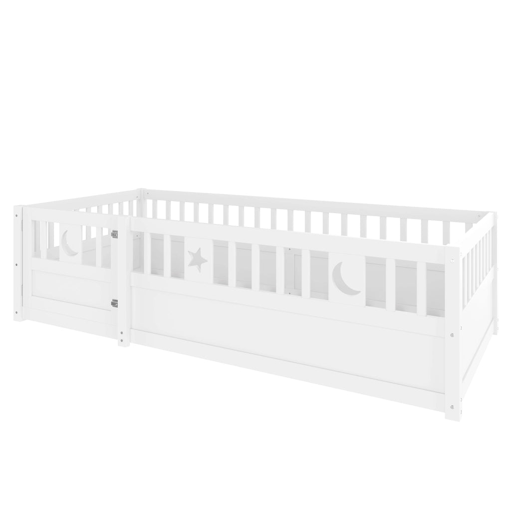 LETTO per bambini con sponda di sicurezza 90x190 cm legno di pino bianco