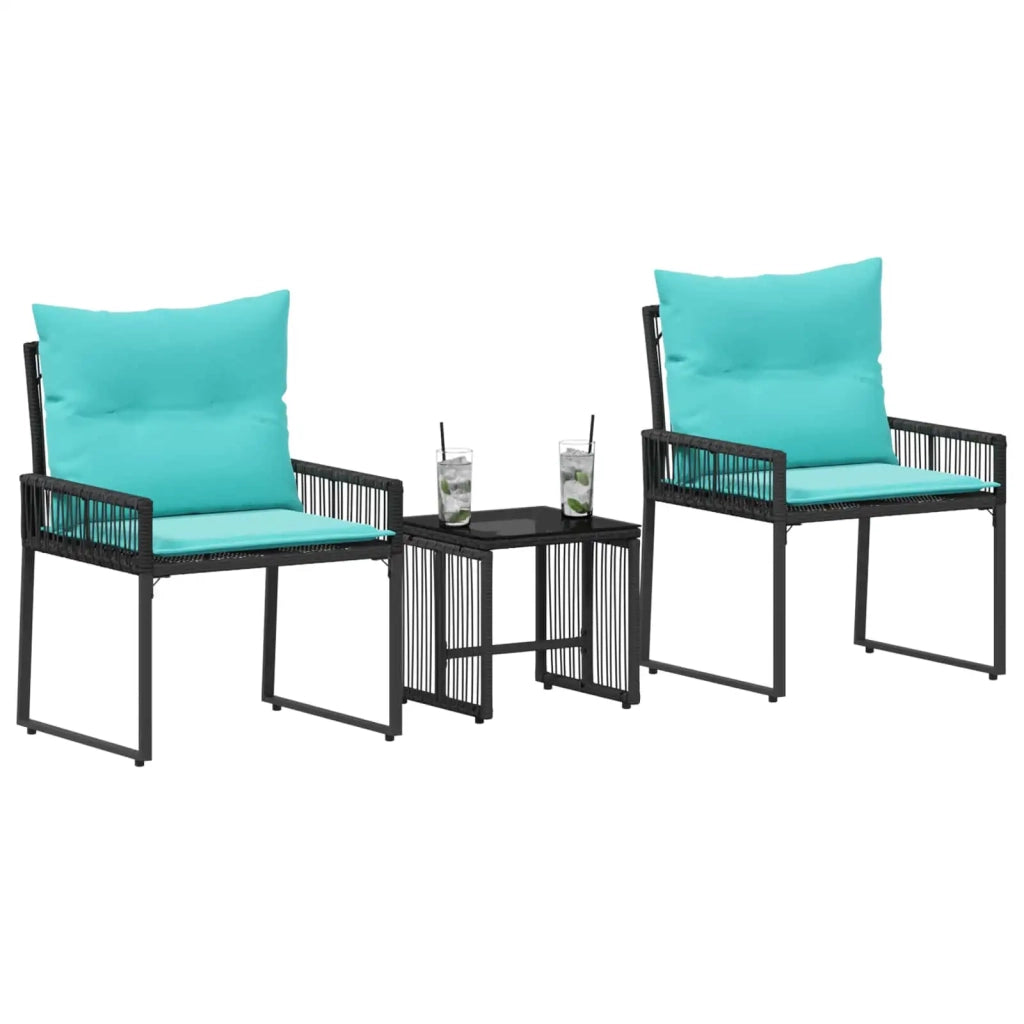 Set di Mobili da Esterno 7 pcs Nero e Turchese polyrattan 42025159