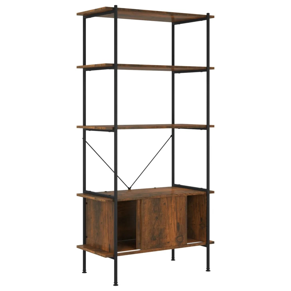 Scaffalatura 5 Livelli con Mobile 80x40x163 cm Acciaio e Legno 336356