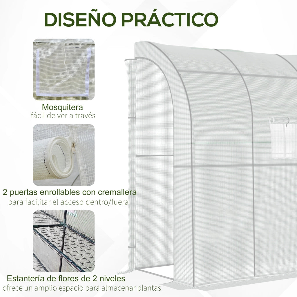 Serra da Giardino con Finestre e Scaffali ¨C Minimal ¨C Bianco 200x100x215 cm