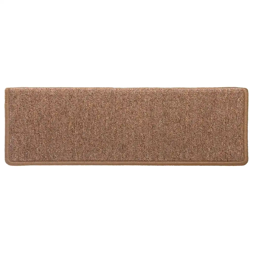 Tappetini per scale 15 pz 65x21x4 cm Marrone Bordo rettangolare 326196