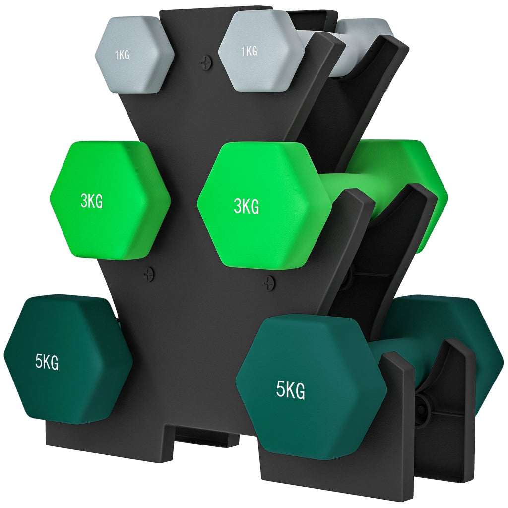 Set Manubri Esagonali 18 kg ¨C Xylo ¨C Con Supporto, Acciaio e Plastica