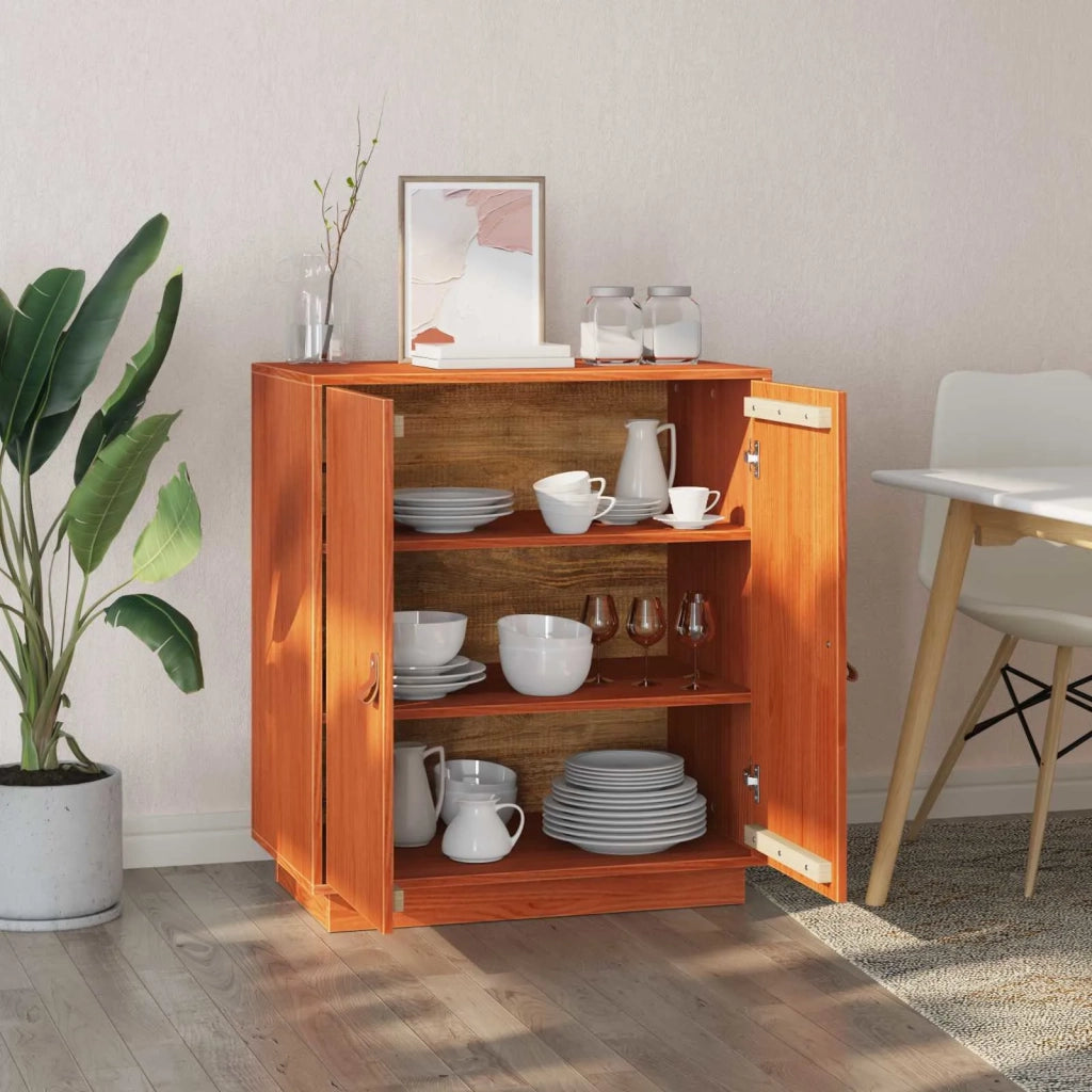 Credenza | Madia | Buffet da pranzo | Armadio da pranzo Marrone Cera 65,5 x 40 x 75 cm Legno di pino massiccio