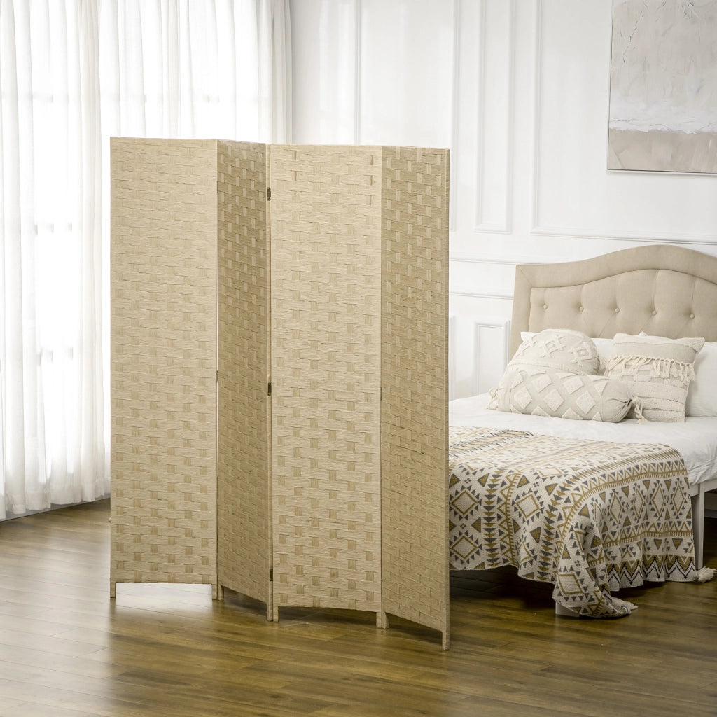 Paravento a 4 Ante Pieghevole ¨C Minimal ¨C Legno Marrone 170 cm