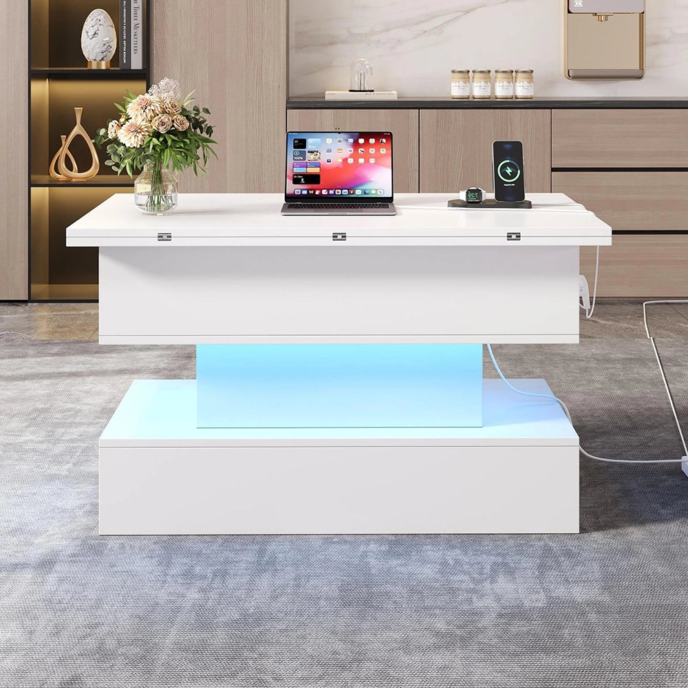 Tavolino con prese - Xylo - 100x50cm USB/USB-C regolabile