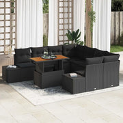 Set da Pranzo per Giardino con cuscino 9 pcs Nero e Marrone