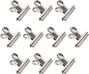 10 pezzi di Clip per chiusura sacchetti alimentari - Clip metalliche argentate da 50MM - Clip da ufficio - Clip rotonde in acciaio inossidabile - Mappen - Clip per documenti - Per etichette, immagini, documenti e foto.