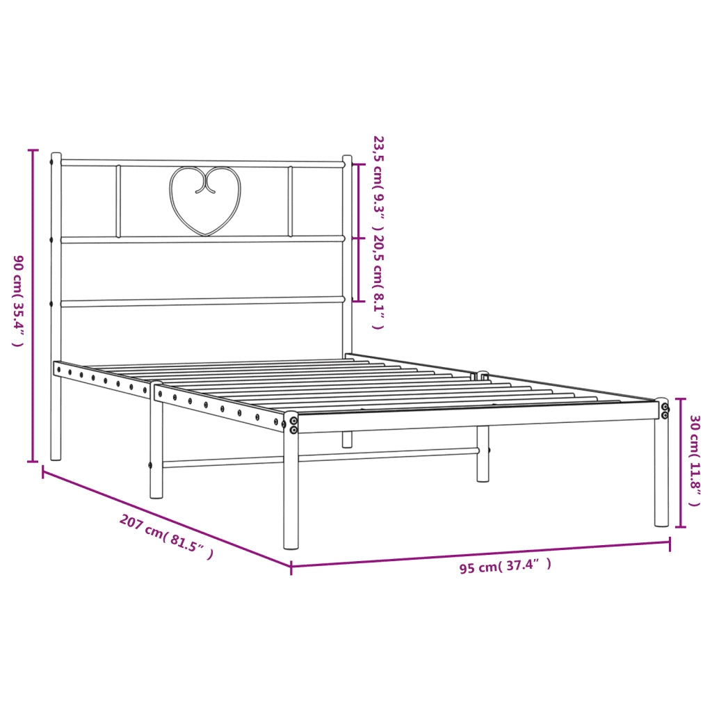 Giroletto con Testiera Metallo Bianco 90x200 cm 355505