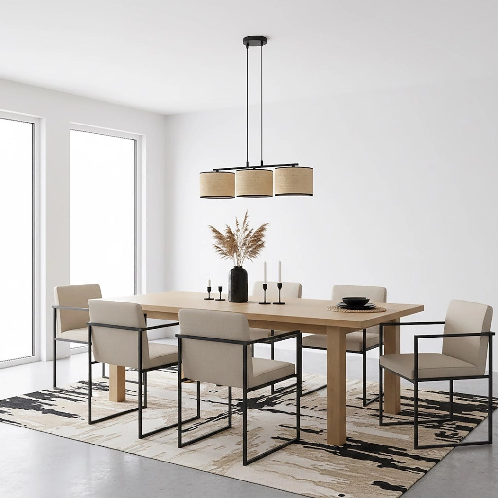 Lampada sospesa boho 3xE27 rattan nero-beige Emibig