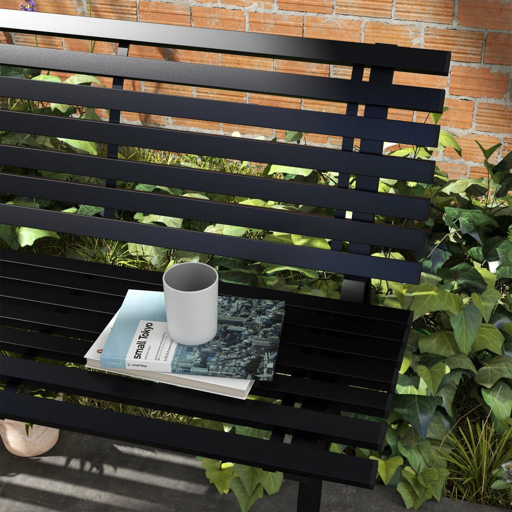 Panchina da giardino 2 posti ¨C Xylo ¨C Alluminio nero a doghe 123x67x79cm