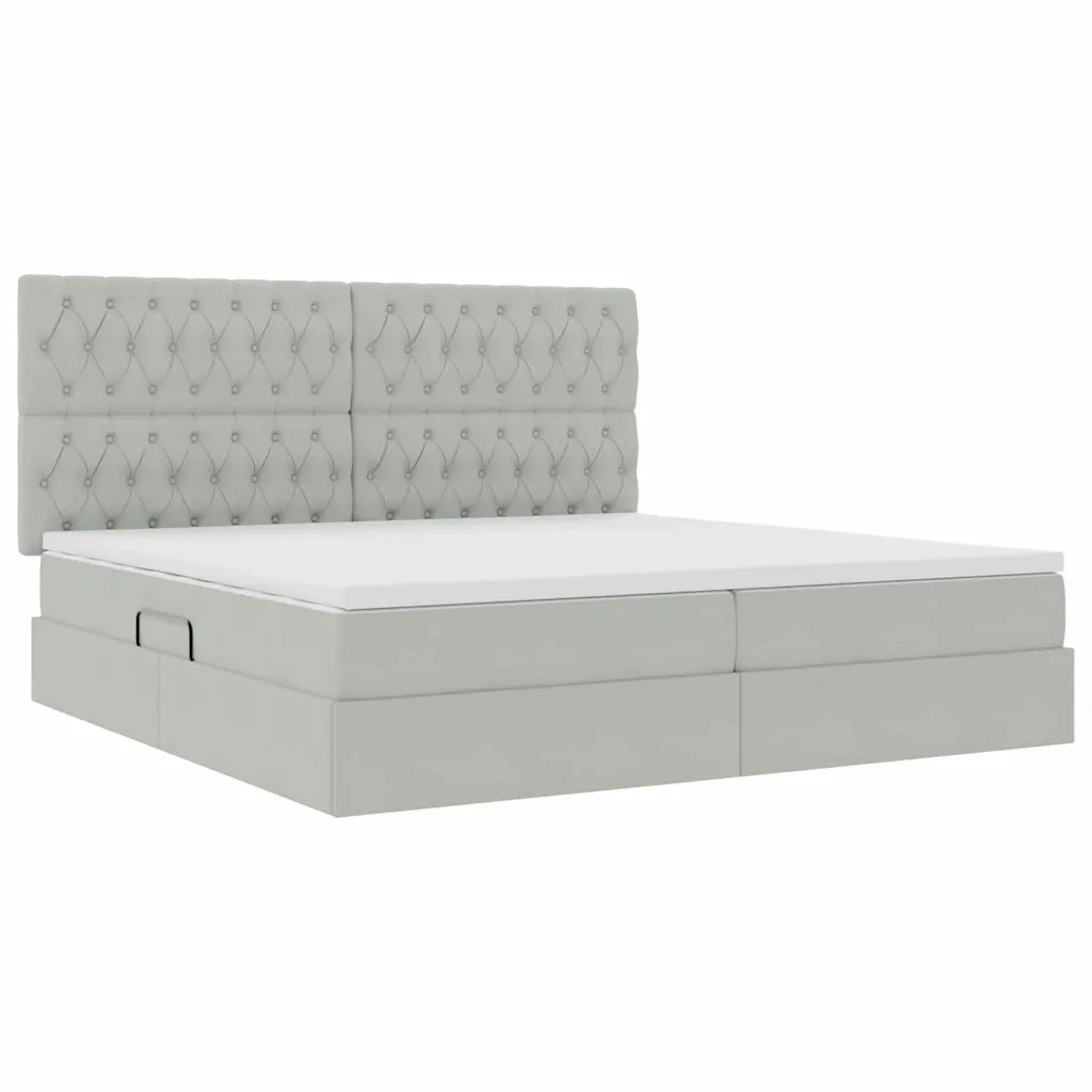 Letto con contenitore e materasso Grigio chiaro 200 x 200 cm 3372111