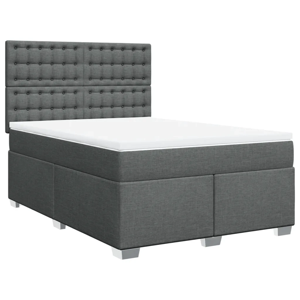 Giroletto a Molle con Materasso Grigio Scuro 140x200cm Tessuto 3290526