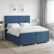 Letto box spring con materasso Blu 200 x 200 cm Tessuto 3454231