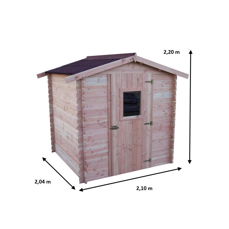 Casetta da giardino in legno 200x200 cm – Pareti 28 mm – Con pavimento e tetto lamiera – DU2020.01N Foresta