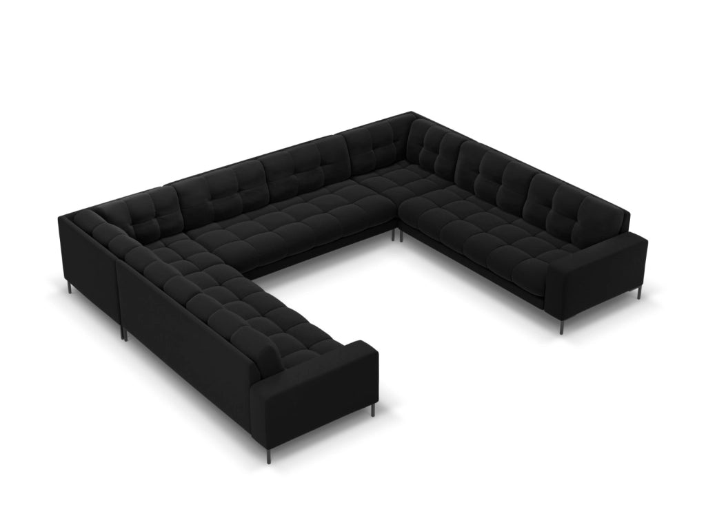 Cosmopolitan Design - Divano panoramico "Bali" 9 posti in velluto nero 
