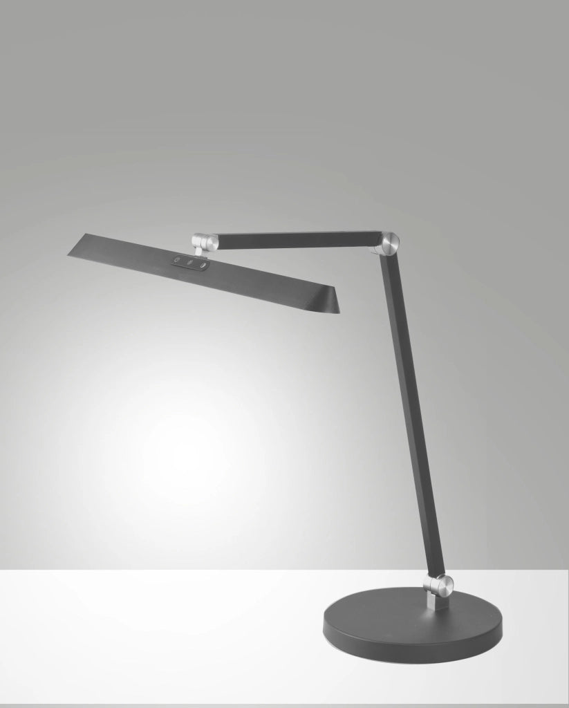 Lampada da Tavolo Beba LED 12W Antracite, Tecnologia CCT 3000K-4000K-6000K, Struttura in Alluminio e Metacrilato, Dimmerabile a Tatto - Beba