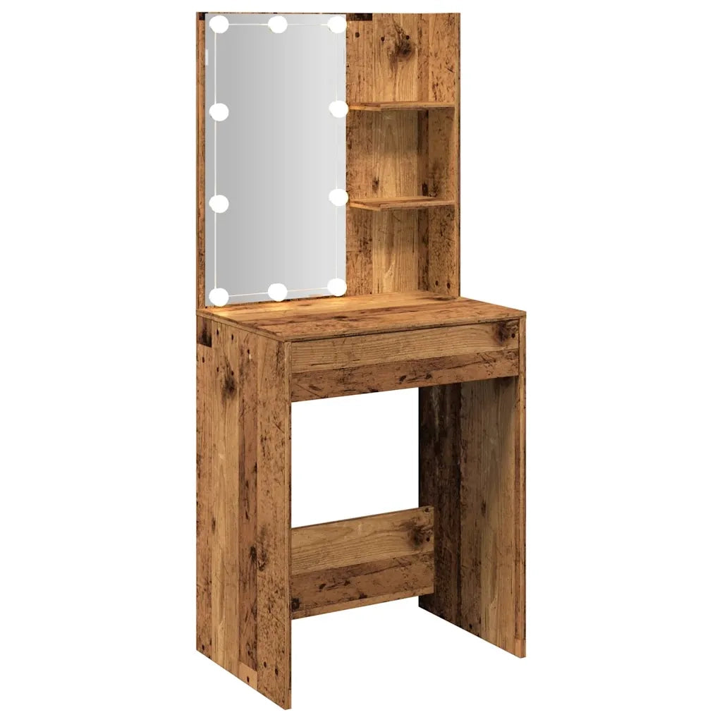 Toeletta con LED Legno Antico 60x40x140 cm 856999