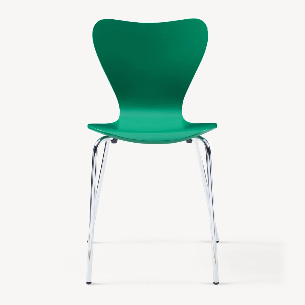 Set di 4 Sedie da Sala Essunga Impilabili - Verde / Cromato [en.casa]