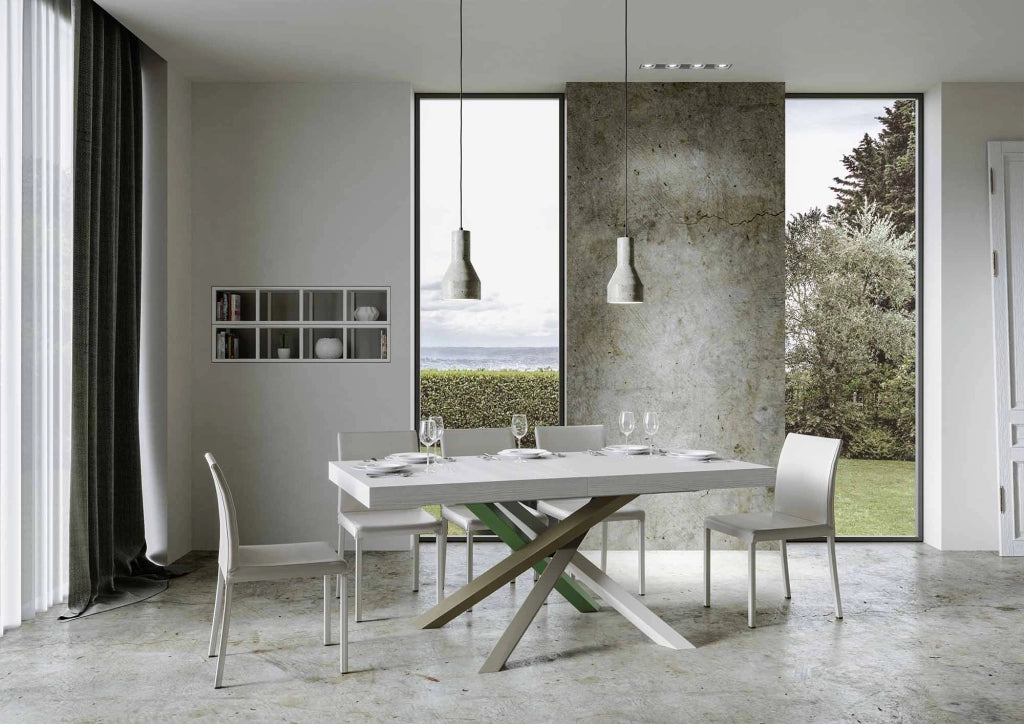 Tavolo allungabile 90x160/420 cm Volta Premium bianco frassino telaio 4/A