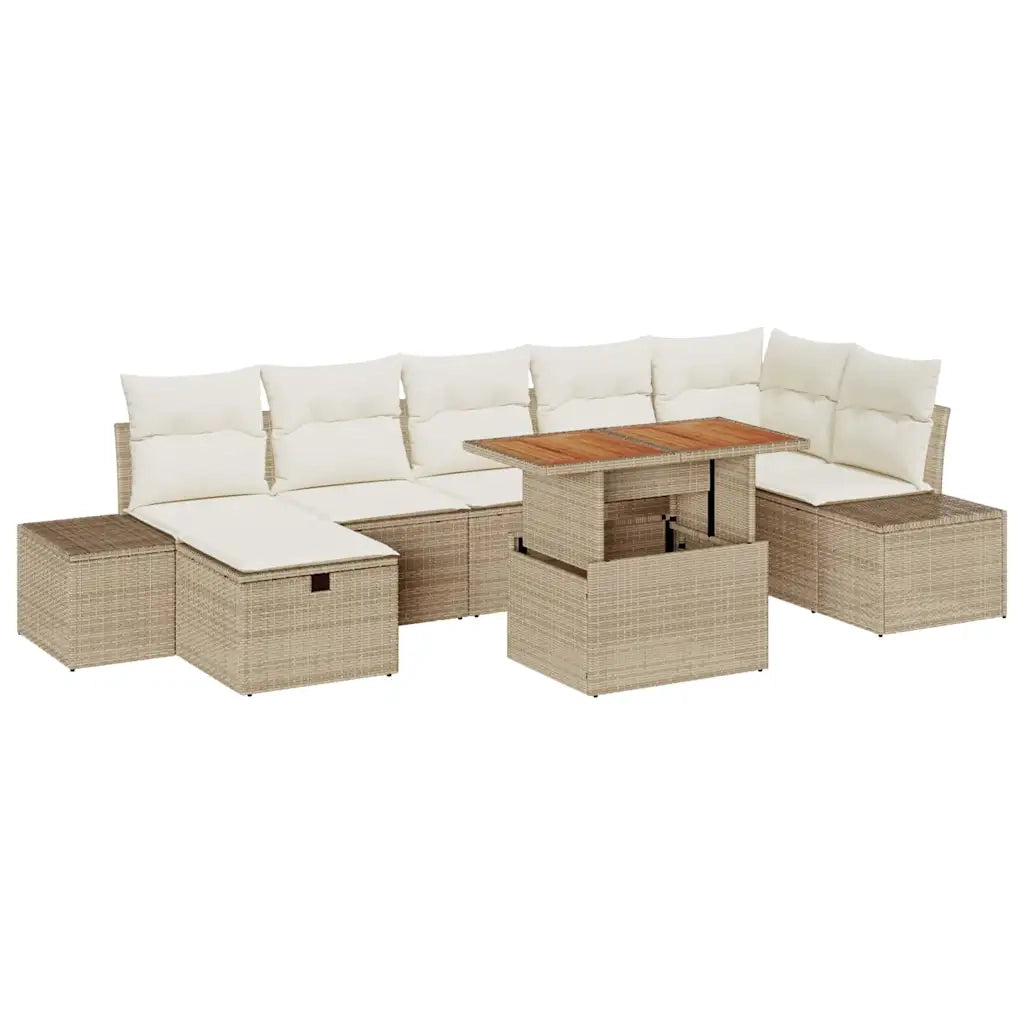 Set Divano da Giardino 8 pcs Beige polyrattan