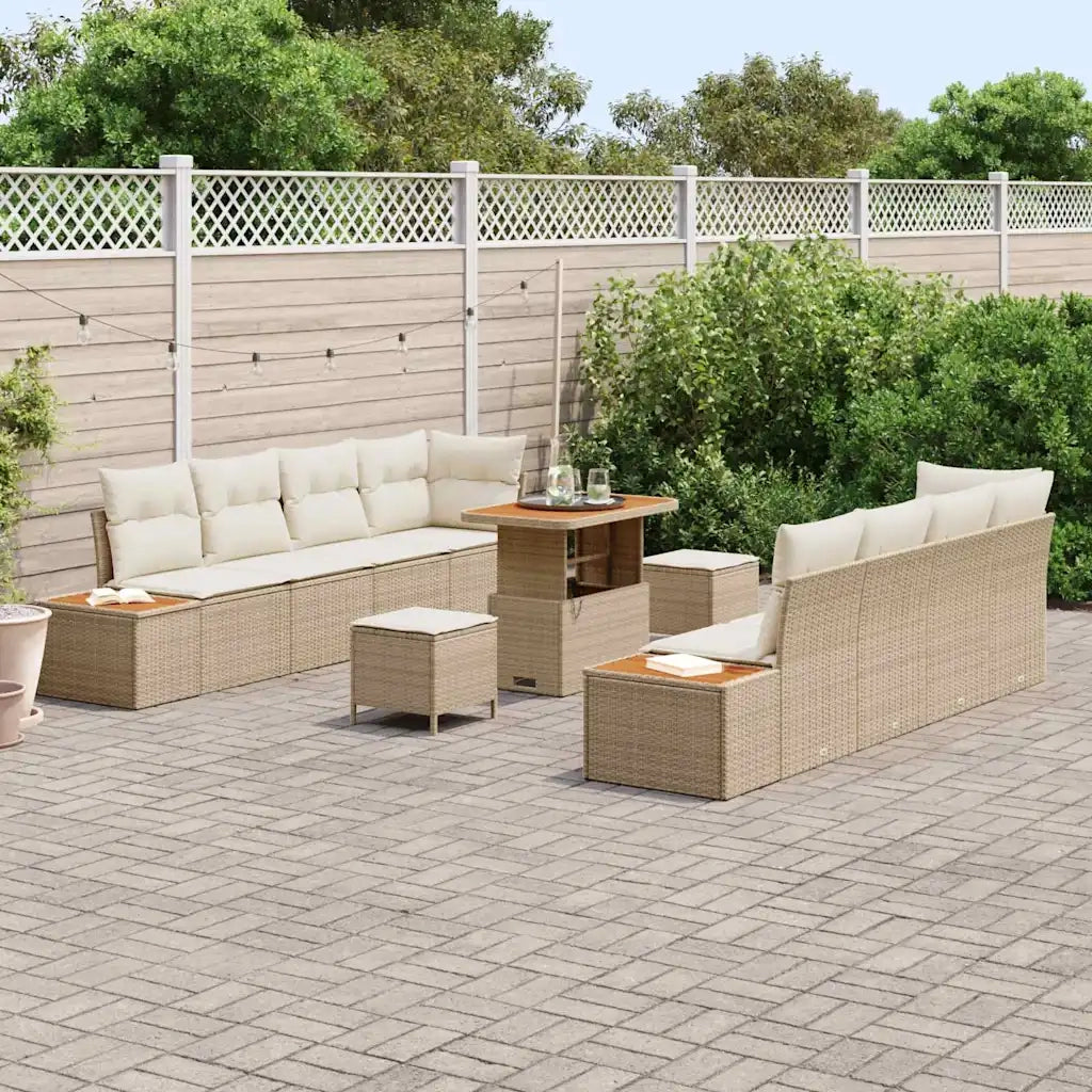 Set Divano da Giardino 11 pcs Beige polyrattan