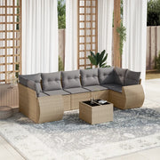 Set Divano da Giardino 8 pz con Cuscini Beige in Polyrattan 3253476
