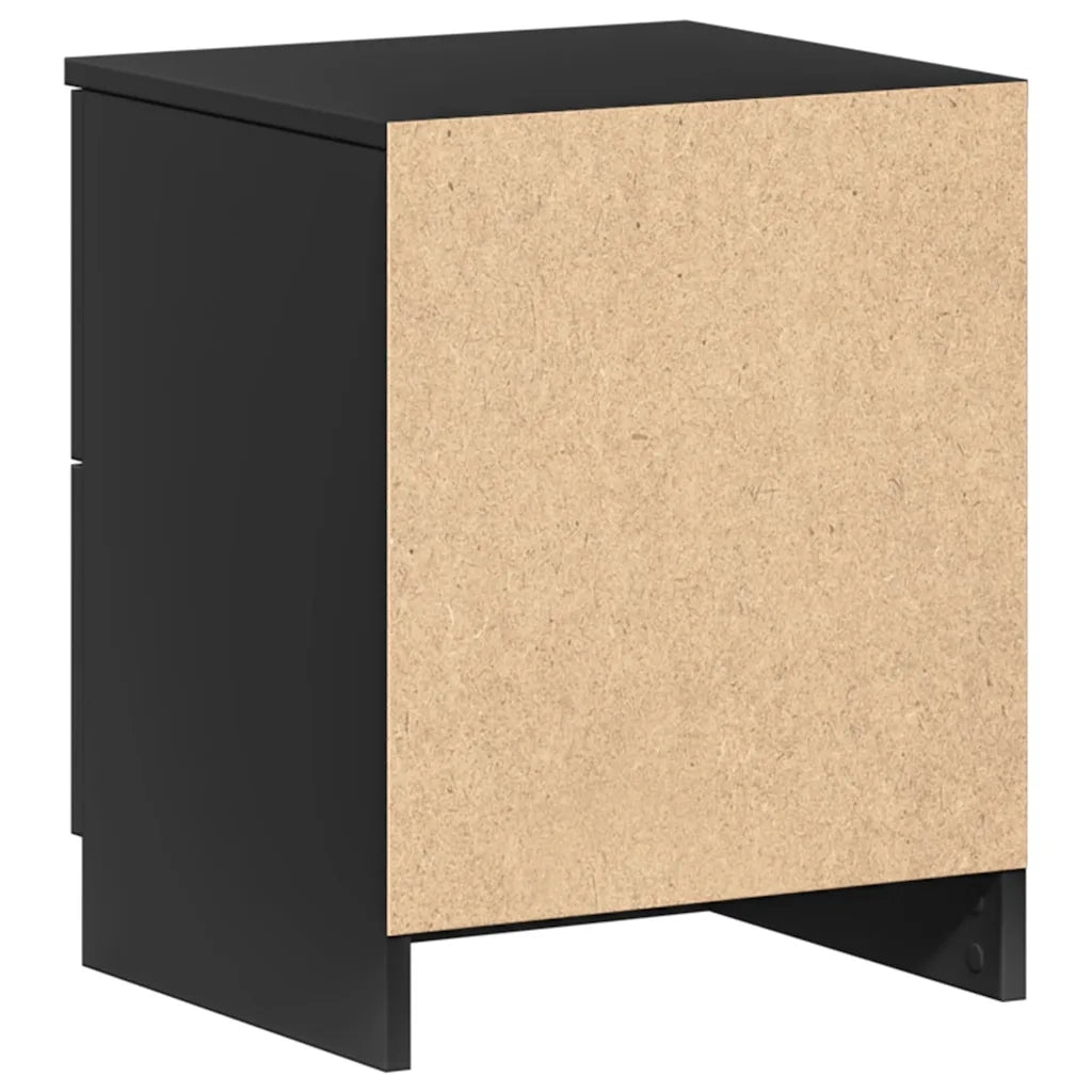 Comodino | Armadio da Notte | Mobiletto da notte con 2 Cassetti Nero 40x36x50 cm